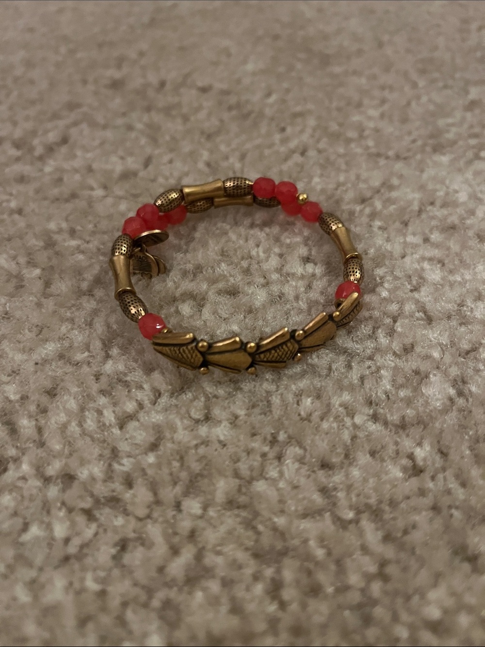Alex and Ani Gold-Tone Bracelet with Coral Beads